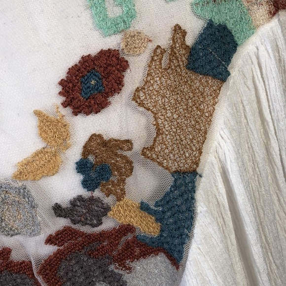 Free People Mid Dolman Sleeve Elastic Waist Embroidered on Netting Bodice S/SP - Picture 11 of 13